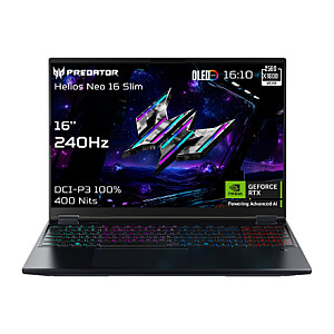 Acer Predator Helios Neo 16S AI PHN16S-71-95J5 16" FHD i9-275HX/64GB/1000GB/NVIDIA GF RTX 5070 Ti/Win11/ENG kbd/Melns/2G Garantija