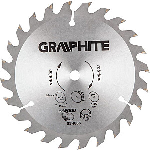 Grafīta apaļās zāģa asmeņi ar HM galiem 150x10mm, 1.6 mm, 24 zobi, Energy+