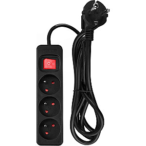 Нео удлинитель 1.5м, 3x1.5mm2, 3G, черный, ВКЛ/ВЫКЛ 90-182