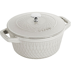 Staub apaļš čuguna katls - 4 l, baltais trifeļu