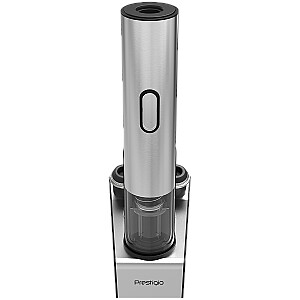 Prestigio Garda, smart wine opener, simple operation with 2 buttons, aerator, vacuum stopper preserver, foil cutter, opens up to 50 bottles wihout recharging, premium design, 500mAh battery, Dimensions D 17mm* H 290mm* W100 mm, silver color.