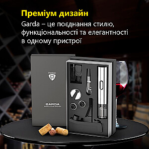 Prestigio Garda, smart wine opener, simple operation with 2 buttons, aerator, vacuum stopper preserver, foil cutter, opens up to 50 bottles wihout recharging, premium design, 500mAh battery, Dimensions D 17mm* H 290mm* W100 mm, silver color.