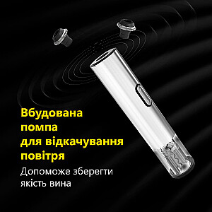 Prestigio Garda, smart wine opener, simple operation with 2 buttons, aerator, vacuum stopper preserver, foil cutter, opens up to 50 bottles wihout recharging, premium design, 500mAh battery, Dimensions D 17mm* H 290mm* W100 mm, silver color.