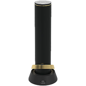 Prestigio Maggiore, smart wine opener, 100% automatic, opens up to 70 bottles without recharging, foil cutter included, premium design, 480mAh battery, Dimensions D 48*H228mm, black + gold color.