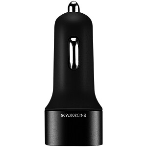 CANYON Mini 3 USB car adapter, Input 12V-24V, Output 5V-3.1A, black rubber coating+black metal ring (side with USB is in plastic)