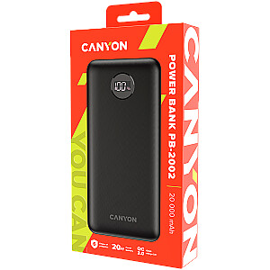CANYON power bank PB-2002 LED 20000 mAh PD 20W QC 3.0 Black