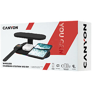 CANYON wireless charger WS-501 15W 5in1 UV Black