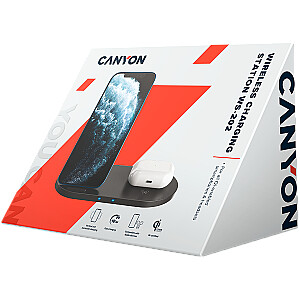 Беспроводное зарядное устройство CANYON WS-202 10W 2в1 Черное