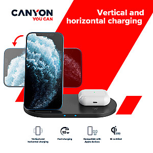 Беспроводное зарядное устройство CANYON WS-202 10W 2в1 Черное