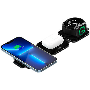 CANYON wireless charger WS-305 15W 3in1 Foldable Black