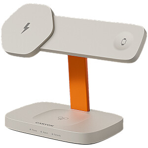 CANYON Wireless Charging Station Hexagon 310 3in1 LightGrey/Orange