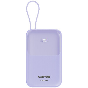 CANYON power bank OnPower 101 built-in cable 10000 mAh PD22.5W Purple
