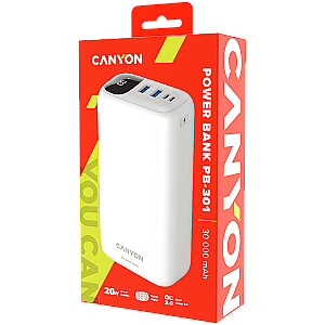 CANYON power bank PB-301 LED 30000 mAh PD 20W QC 3.0 White