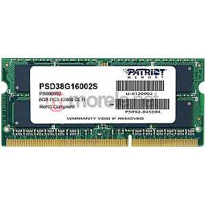 ПАМЯТЬ Patriot DDR3 SODIMM 8 ГБ 1600 МГц CL11