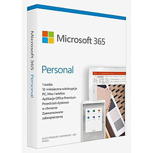 Microsoft 365 Personal PL (1 persona; 5 ierīces; 12 mēneši; fiziskā versija; Polija) (EP2-32454)