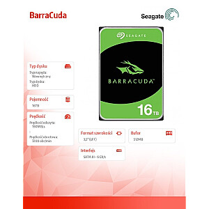 BarraCuda 16TB 3.5 collu cietais disks ST16000DM001