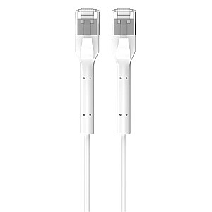Patchcord cat.6 U/FTP 1Gbps vara tīkla kabelis savītas pāris, saliekts gals 3m balts