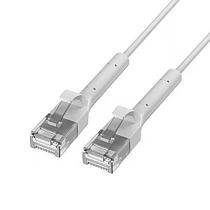 Патч-корд cat.6a U/FTP 1Gbps медный сетевой кабель витая пара, изогнутый конец 1м белый