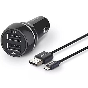 Philips DLP2357U/10 2xUSB automašīnas lādētājs + Micro USB kabelis 12V 3.1A