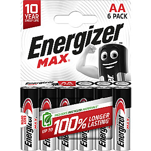 Sārmu baterija LR6 (AA) 1,5V E91 2900mAh MAX Energizer 6 gab. blisteris