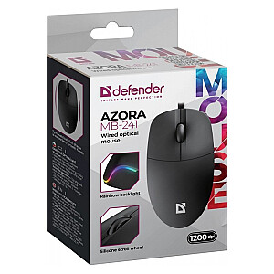 Vadu pele AZORA MB-241 1200 DPI melna apgaismojuma