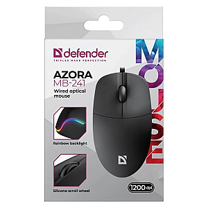 Vadu pele AZORA MB-241 1200 DPI melna apgaismojuma