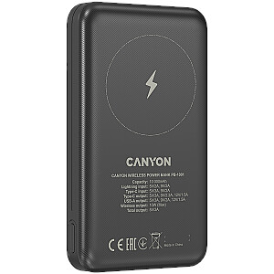 CANYON power bank PB-1001 10000 мАч PD 18W QC 3.0 Беспроводной 10W Черный