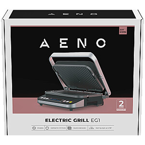 AENO ''Electric Grill EG1: 2000W, 3 heating modes - Upper Grill, Lower Grill, Both Grills  Defrost, Max opening angle -180°, Temperature regulation, Timer, Removable double-sided plates, Plate size 320*220mm''