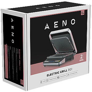 AENO ''Electric Grill EG1: 2000W, 3 heating modes - Upper Grill, Lower Grill, Both Grills  Defrost, Max opening angle -180°, Temperature regulation, Timer, Removable double-sided plates, Plate size 320*220mm''
