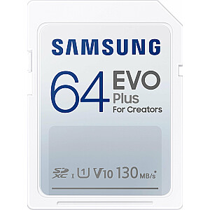 Samsung EVO Plus 2021 SDXC 64 GB 10. klases UHS-I / U1 V10 karte (MB-SC64K / EU)