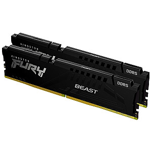 Kingston Technology FURY Beast 128GB 5600MT/s DDR5 CL36 DIMM (2 gabalu komplekts) Melns