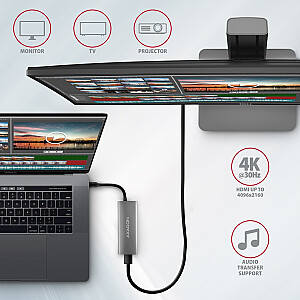 HMC-5G21 Многопортовый USB хаб 5в1, 10Гбит/с, 2x USB-A + 2x USB-C + HDMI 4K/30Hz, PD 60W, 13см USB-C кабель