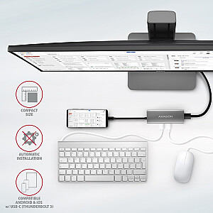 HMC-5G21 Многопортовый USB хаб 5в1, 10Гбит/с, 2x USB-A + 2x USB-C + HDMI 4K/30Hz, PD 60W, 13см USB-C кабель