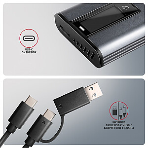 EEM2-SD2 Ārējā alumīnija korpuss bez skrūvēm USB-A/C 3.2 Gen2 M.2 NVMe/SATA LCD displejs