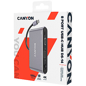 CANYON hub DS-14 8in1 4k USB-C Dark Grey