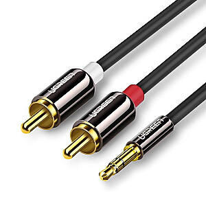 Kabelis 2xRCA - 3,5 mm kontaktdakšas 3 m melns AV116 UGREEN