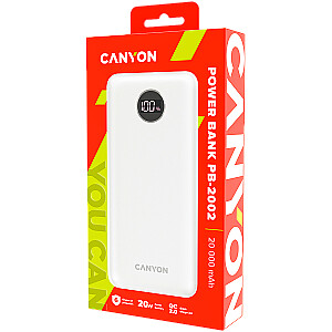 CANYON power bank PB-2002 LED 20000 mAh PD 20W QC 3.0 White