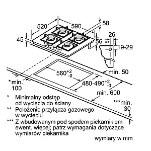 Stikla gāzes plīts PPP6A2I40