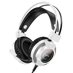 Hoco W110 Resursu spēļu austiņas vadu USB + Jack 3.5 Iekšausu baltas