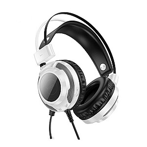 Hoco W110 Resursu spēļu austiņas vadu USB + Jack 3.5 Iekšausu baltas