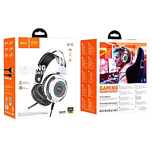 Hoco W110 Resursu spēļu austiņas vadu USB + Jack 3.5 Iekšausu baltas