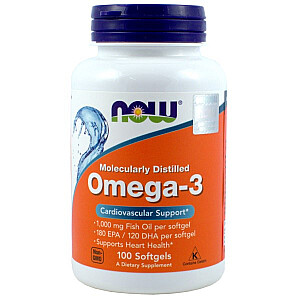 NOW Omega3 molekulāri destilēts uztura bagātinātājs 100 kapsulas
