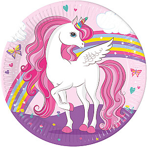 Šķīvji papīra Unicorn Rainbow 23cm 8gab. 633388