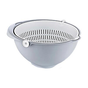 Миска-ситечко 2в1 Stella 21x21x10.5см белая/серая