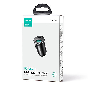 JR-CCN05 30W USB-A USB-C mini auto lādētājs - melns