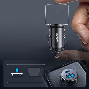 JR-CCN05 30W USB-A USB-C mini auto lādētājs - melns