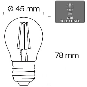 LED E27 G45, 4W, 520lm, 3000K, dimmējams