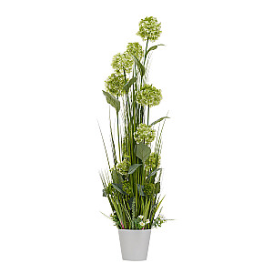 Mākslīgais zieds IN GARDEN H120cm, zaļa hortenzija, zāle ar podiņu