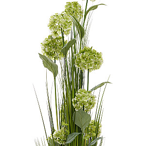 Mākslīgais zieds IN GARDEN H120cm, zaļa hortenzija, zāle ar podiņu