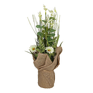 Artificial flower IN GARDEN H35cm, white daisy, grass with pot